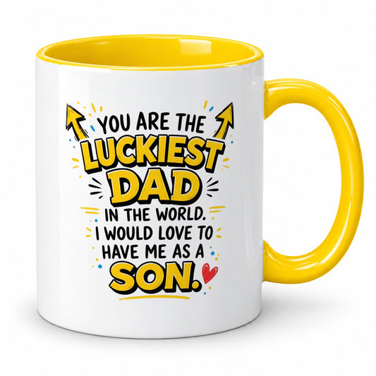 Luckiest Dad Mug – Funny Gift from Son – Father’s Day