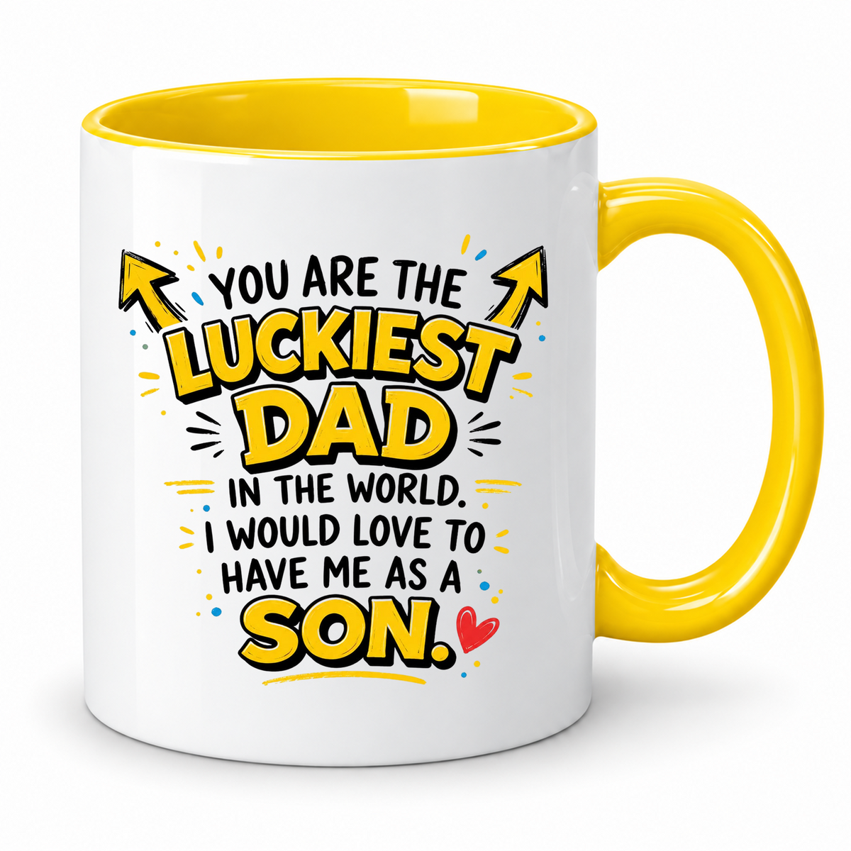 Luckiest Dad Mug – 11oz ceramic mug on a plain white background