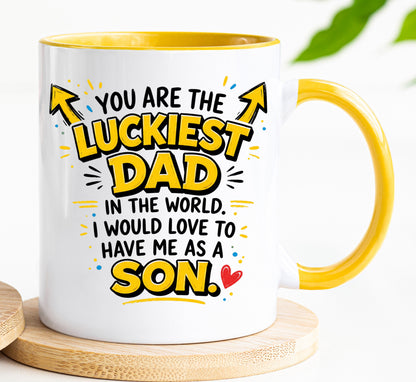 Funny Dad Mug | Luckiest Dad In The World Mug | Son Gift For Dad | Father's Day Present