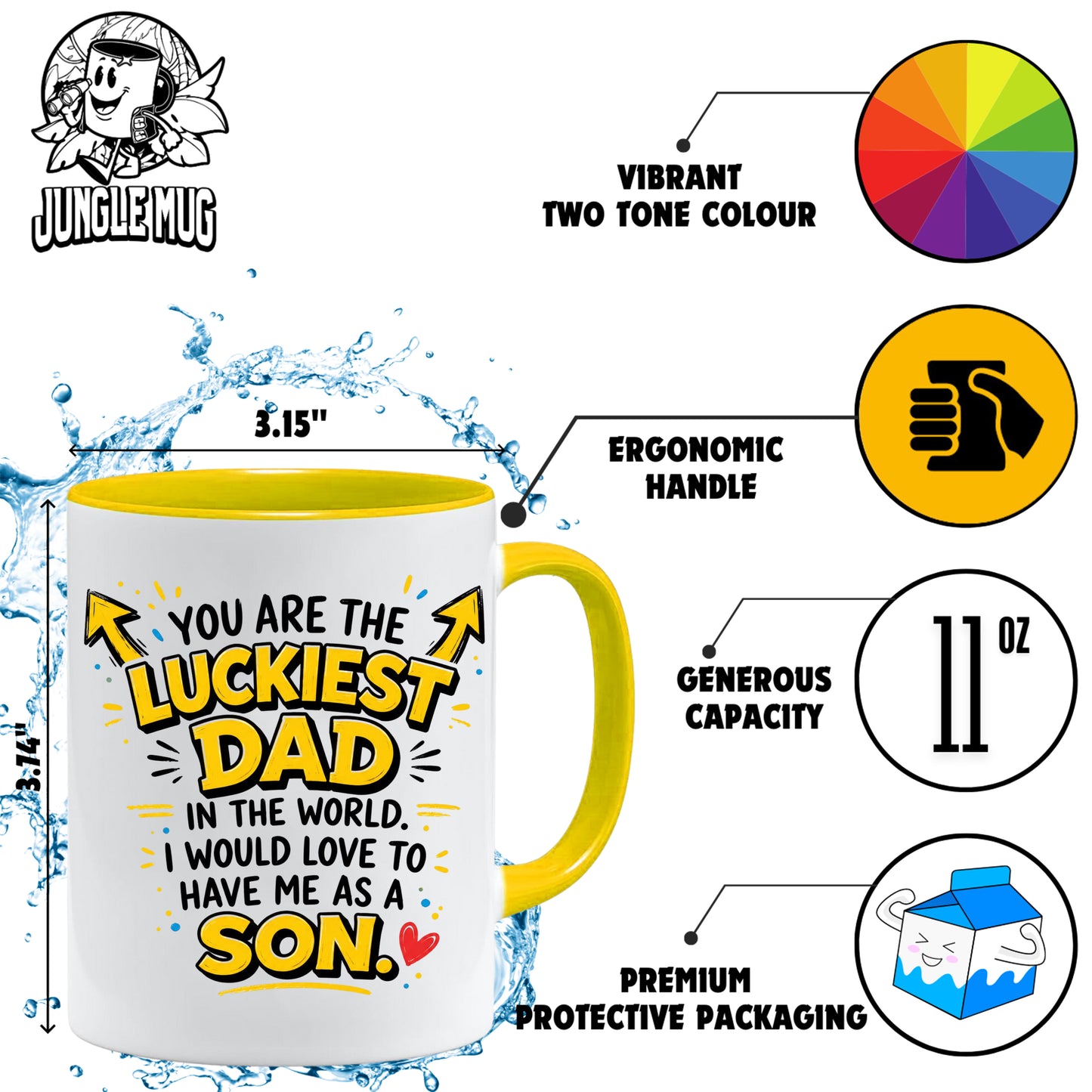 Funny Dad Mug | Luckiest Dad In The World Mug | Son Gift For Dad | Father's Day Present