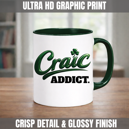 Craic Addict Mug | Funny Irish Mug | Irish Gift for Men & Women | Irish Slang Coffee Mug | St Patrick's Day Gift | 11oz Ceramic Mug