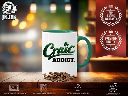 Craic Addict Mug | Funny Irish Mug | Irish Gift for Men & Women | Irish Slang Coffee Mug | St Patrick's Day Gift | 11oz Ceramic Mug