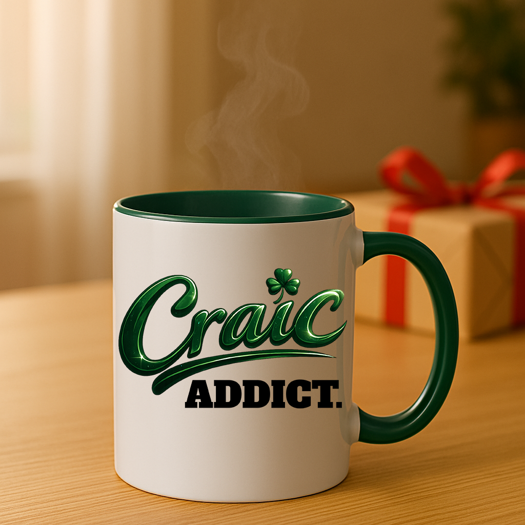 Craic Addict Mug | Funny Irish Mug | Irish Gift for Men & Women | Irish Slang Coffee Mug | St Patrick's Day Gift | 11oz Ceramic Mug