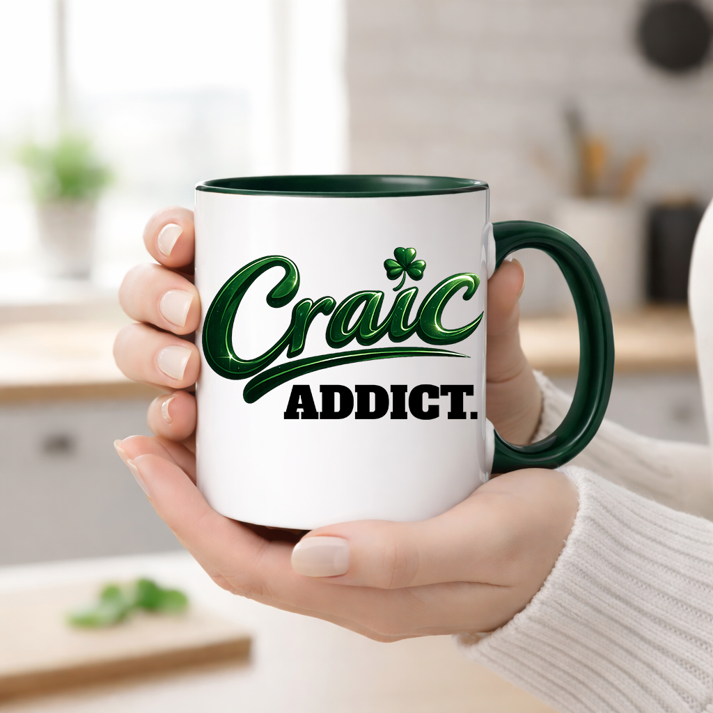 Craic Addict Mug | Funny Irish Mug | Irish Gift for Men & Women | Irish Slang Coffee Mug | St Patrick's Day Gift | 11oz Ceramic Mug