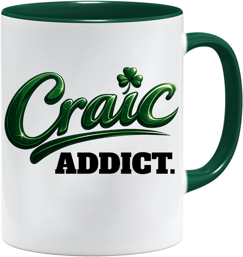 Craic Addict Mug | Funny Irish Mug | Irish Gift for Men & Women | Irish Slang Coffee Mug | St Patrick's Day Gift | 11oz Ceramic Mug