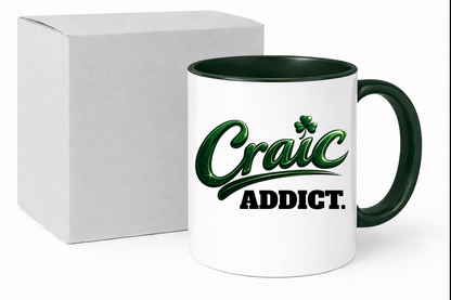 Craic Addict Mug | Funny Irish Mug | Irish Gift for Men & Women | Irish Slang Coffee Mug | St Patrick's Day Gift | 11oz Ceramic Mug