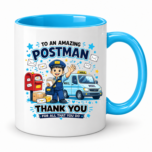 Postman Thank You Mug – 11oz ceramic mug on a plain white background