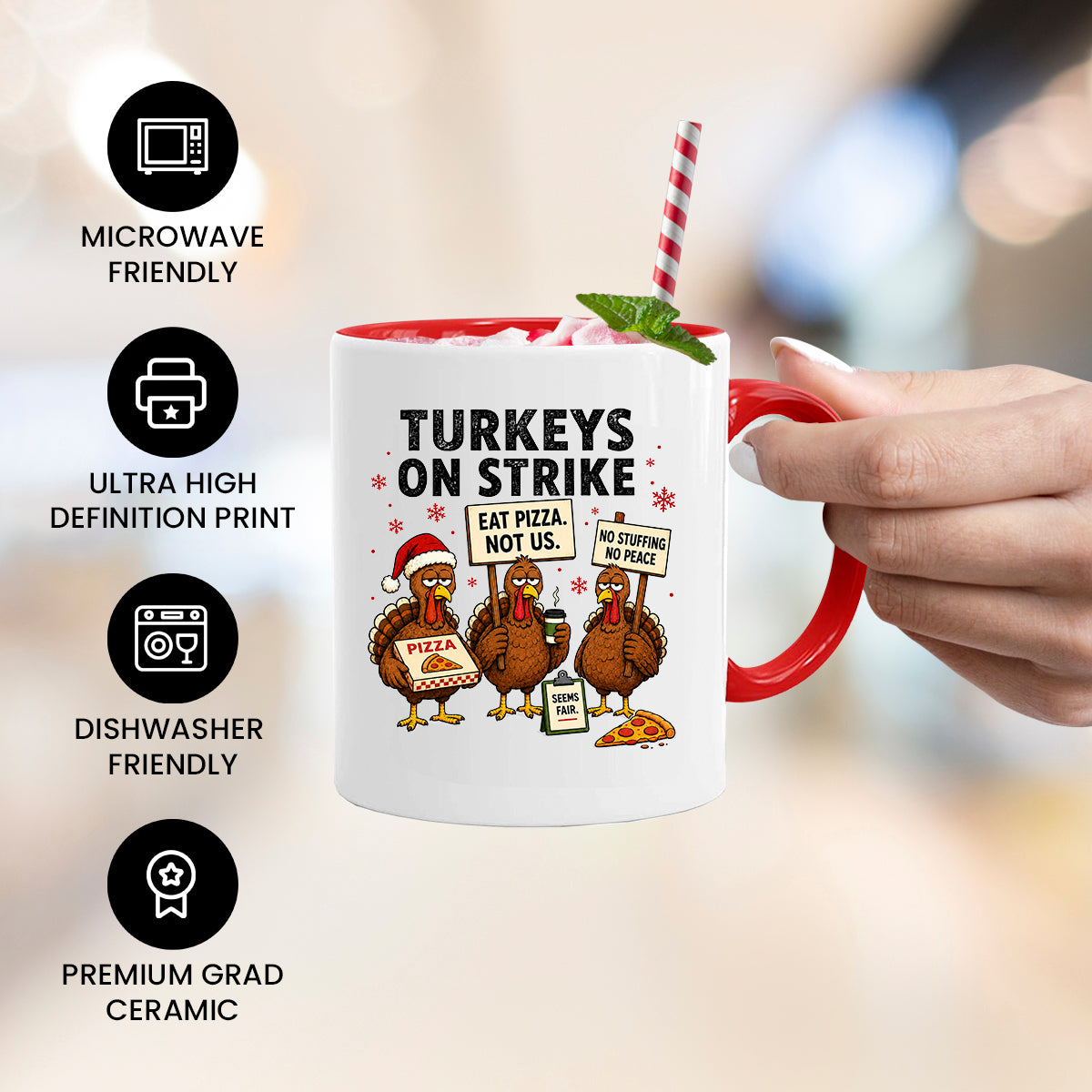 Turkeys On Strike Christmas Mug | Funny Christmas Turkey Gift