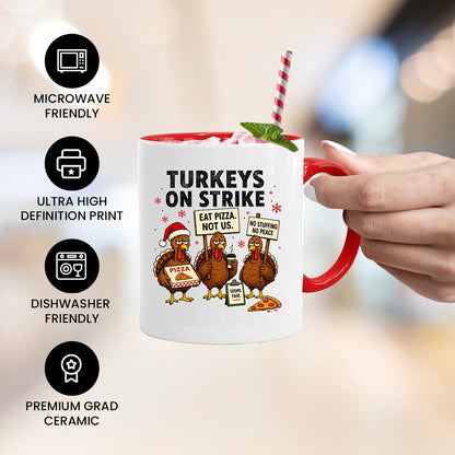 Turkeys On Strike Christmas Mug | Funny Christmas Turkey Gift