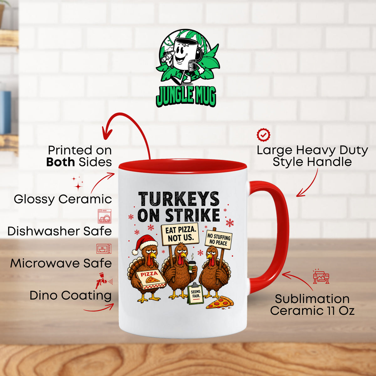 Turkeys On Strike Christmas Mug | Funny Christmas Turkey Gift