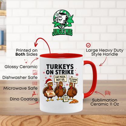 Turkeys On Strike Christmas Mug | Funny Christmas Turkey Gift
