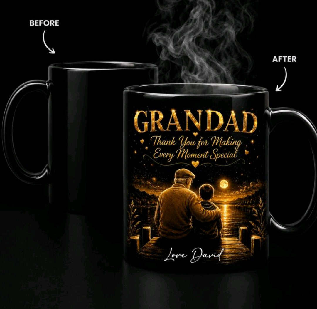 Personalised Magic Mug for Grandad | Heat Reveal Photo Mug | Grandad Thank You Gift | Custom Name Colour Changing Mug
