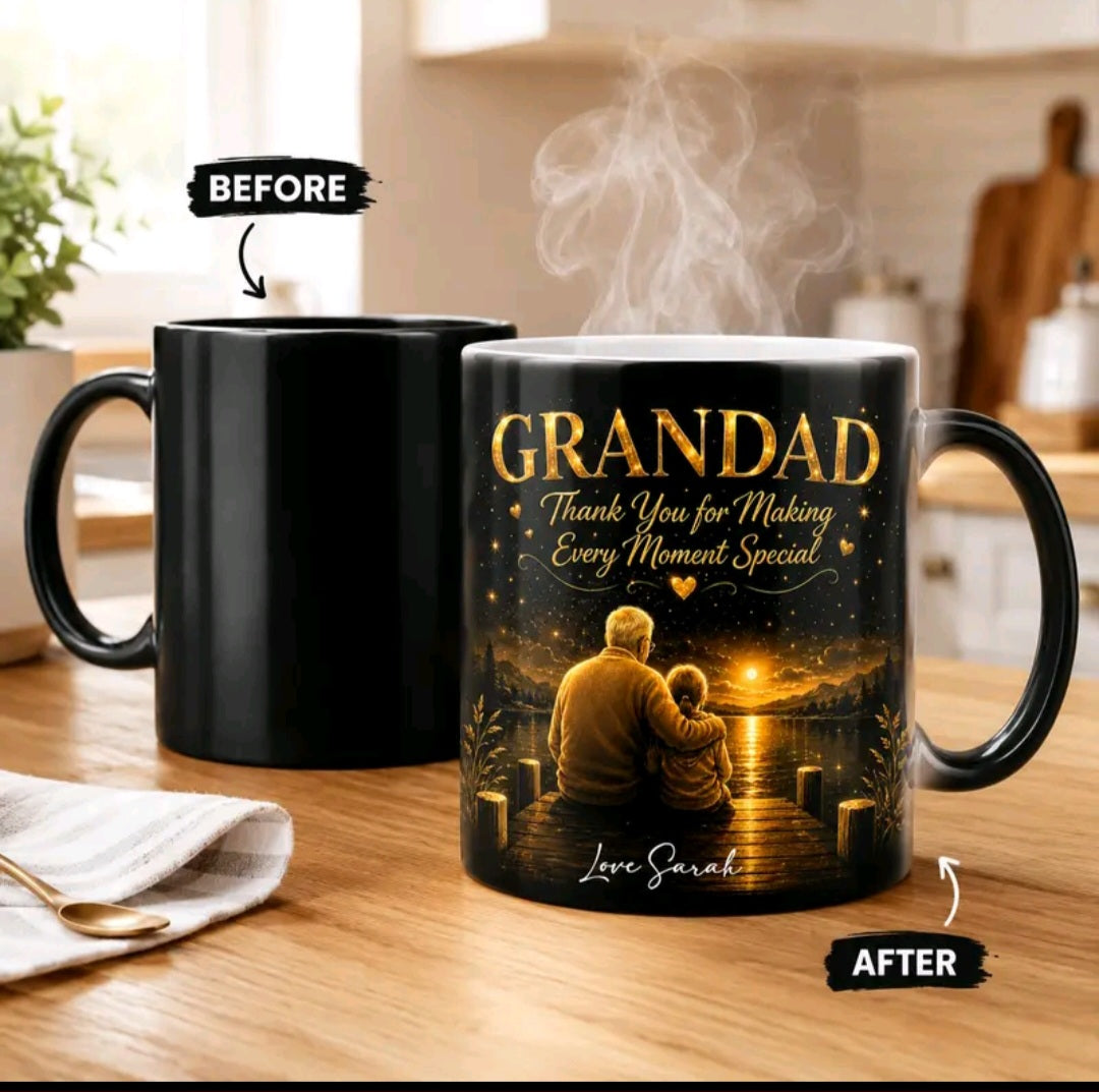 Personalised Magic Mug for Grandad | Heat Reveal Photo Mug | Grandad Thank You Gift | Custom Name Colour Changing Mug
