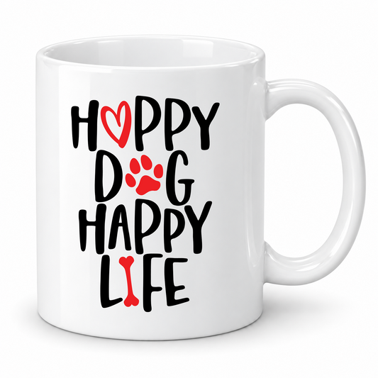 Happy Dog Happy Life Mug | Gift for Dog Lovers