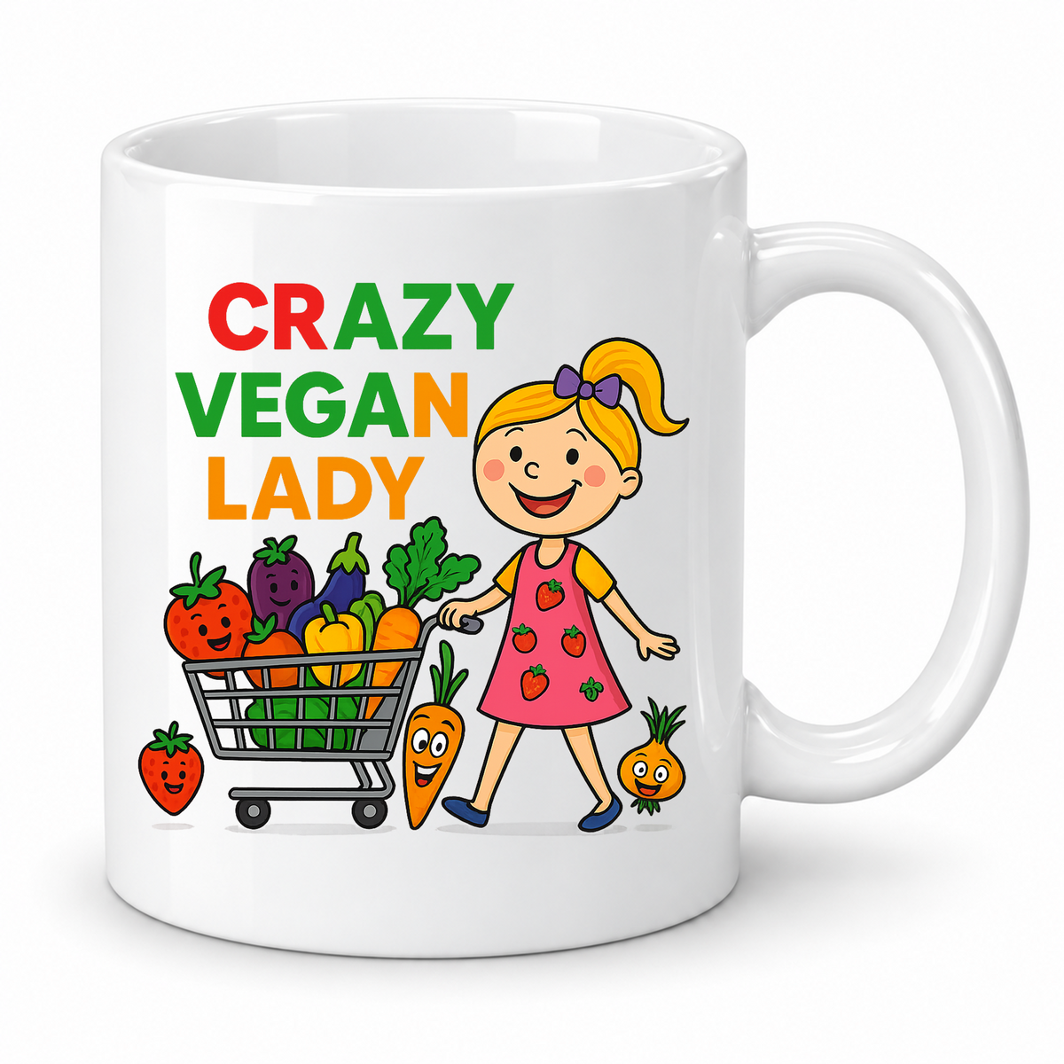 Crazy Vegan Lady Mug | Funny Vegan Gift for Women | Plant Based Gift