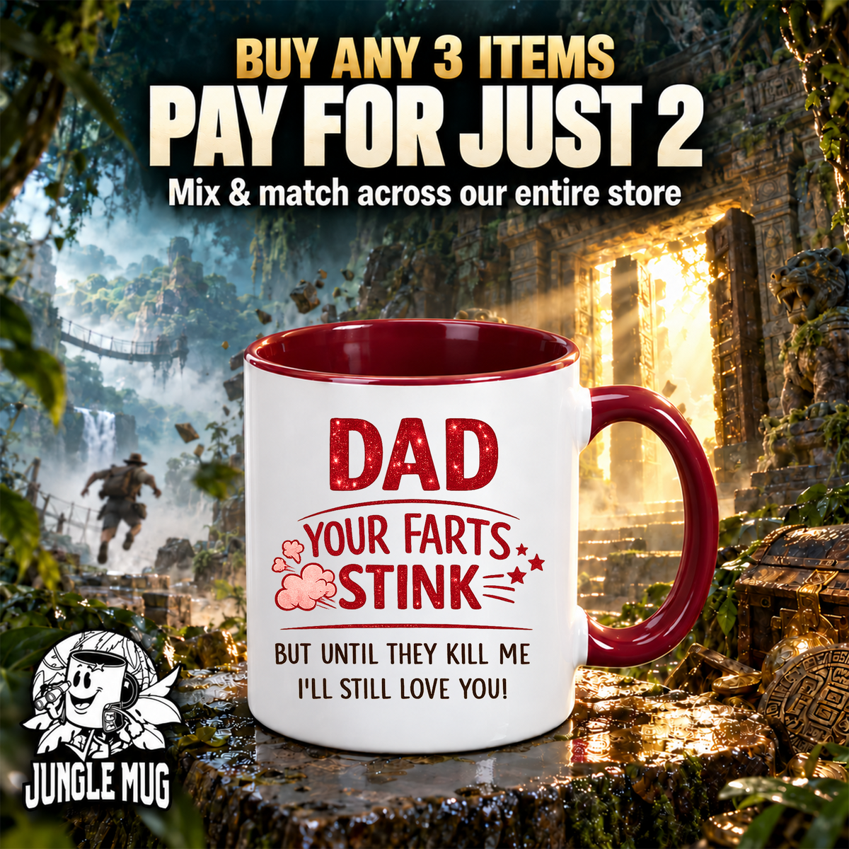 Funny Dad Mug | Your Farts Stink Dad Mug | Father’s Day Gift From Son Daughter | 11oz Ceramic Mug